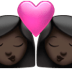 👩🏿‍❤️‍💋‍👩🏿 kiss: woman, woman, dark skin tone display on Apple